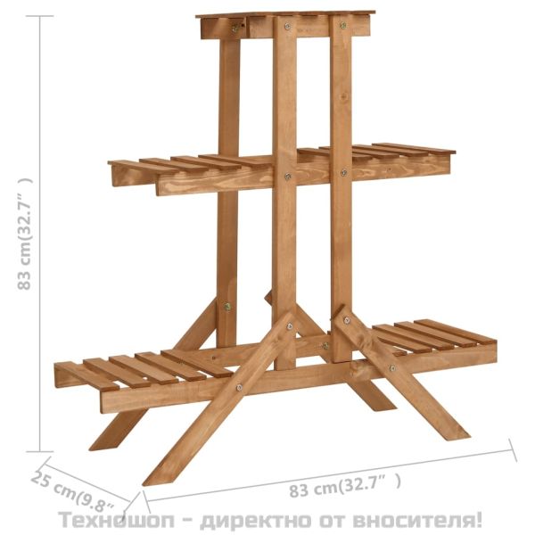 Стойка за цветя, 83x25x83 см, чамово дърво