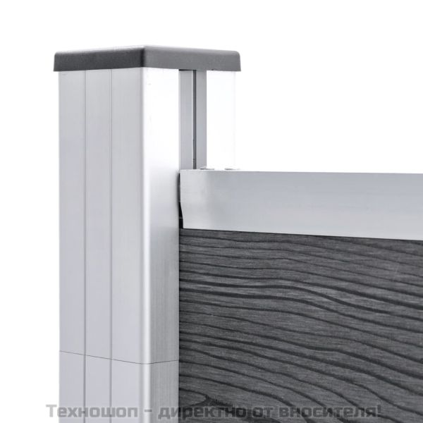 Градинска ограда, WPC, 175x186 см, сива