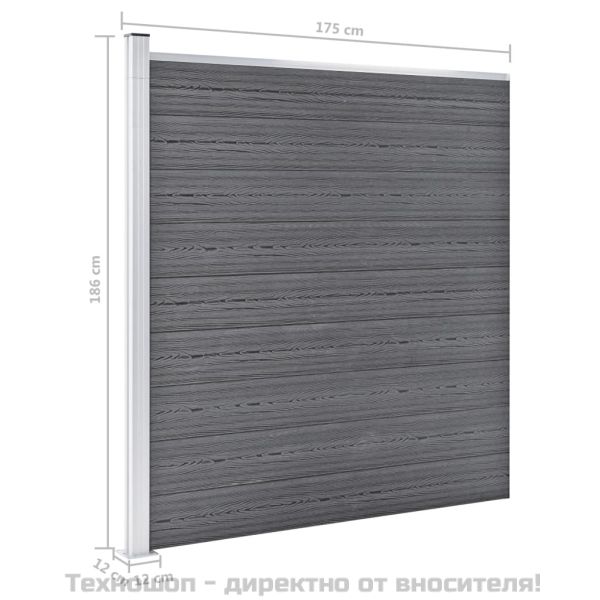 Градинска ограда, WPC, 175x186 см, сива