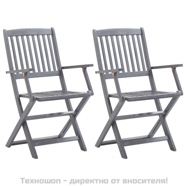Сгъваеми градински столове, 2 бр, акация масив