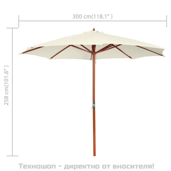 Чадър за слънце, 300х258 см, пясъчнобял