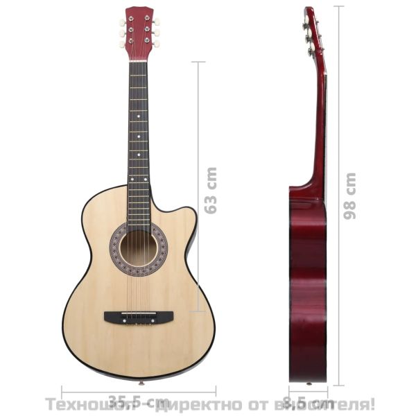 Уестърн акустична cutaway китара с 6 струни, 38", липово дърво