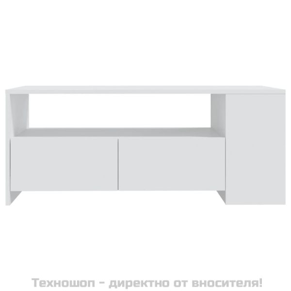 Кафе маса, бяла, 102x55x42 см, инженерно дърво