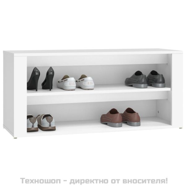 Етажерка за обувки, бяла, 100x35x45 см, инженерно дърво