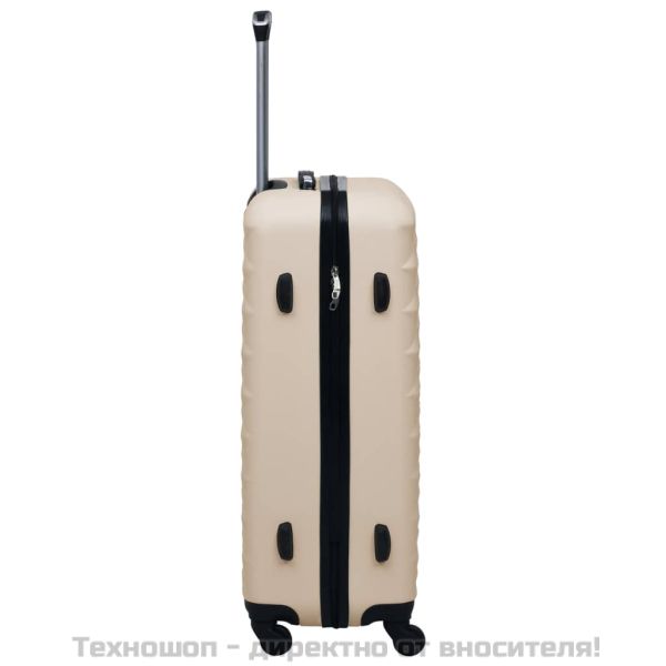 Твърд куфар с колелца, златист, ABS