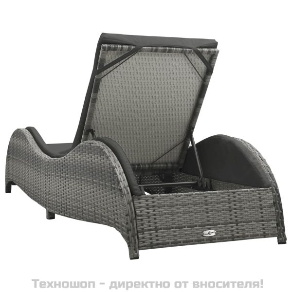 Шезлонг с шалте, полиратан, антрацит