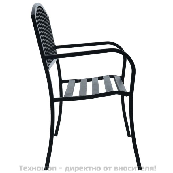 Градинска пейка, 125 см, черна, стомана