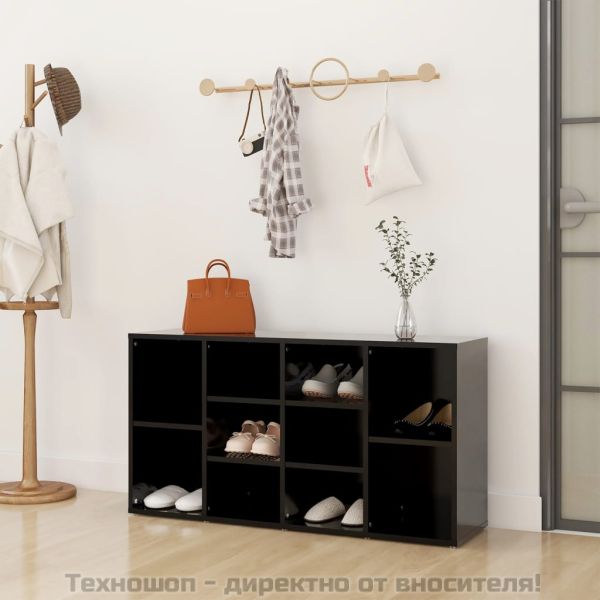 Пейка за обувки, черна, 103x30x55 см, инженерно дърво