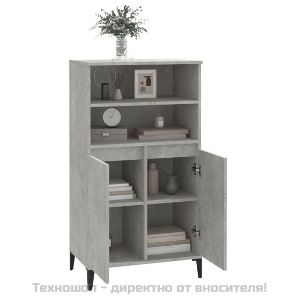 Висок шкаф, бетонно сив, 60x36x110 см, инженерно дърво
