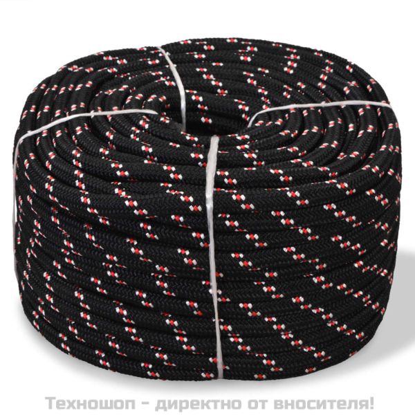 Морско въже, полипропилен, 10 мм, 50 м, черно