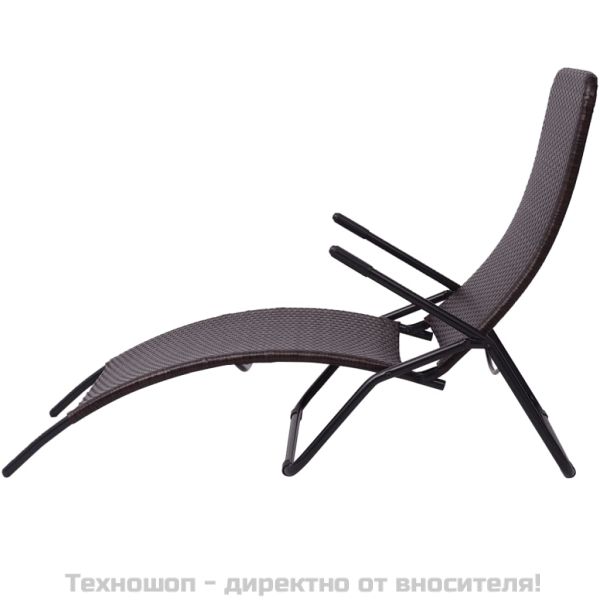 Сгъваем шезлонг полиратан кафяв