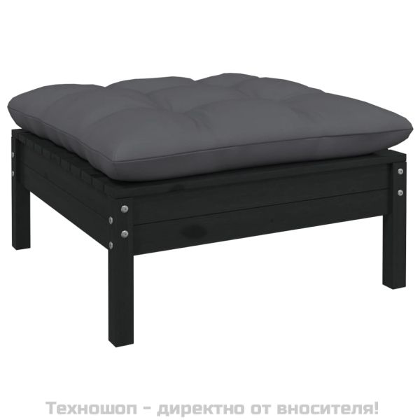 Градински лаундж комплект с възглавници антрацит, 3 части, бор