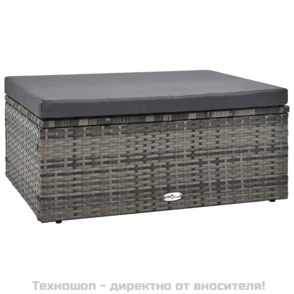 Градински комплект с възглавници, 5 части, полиратан, сив