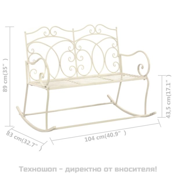 Градинска пейка, 104 см, желязо, антично бяло