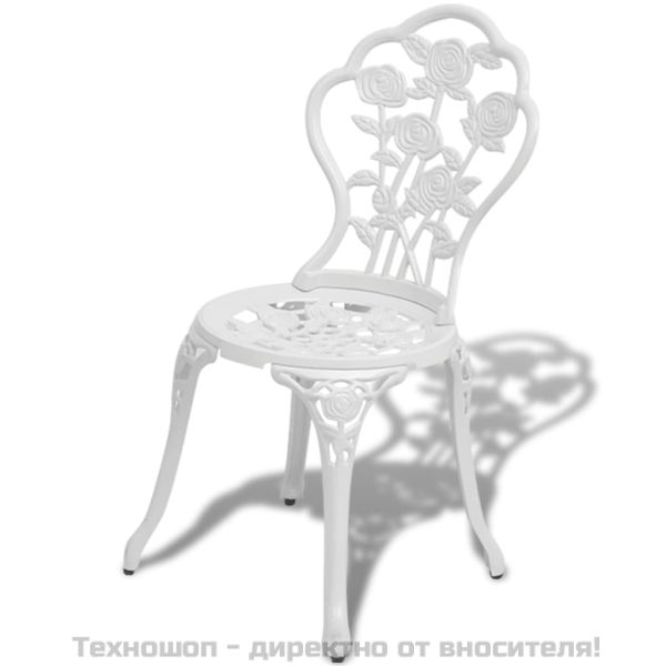 Бистро столове, 2 бр, лят алуминий, бели