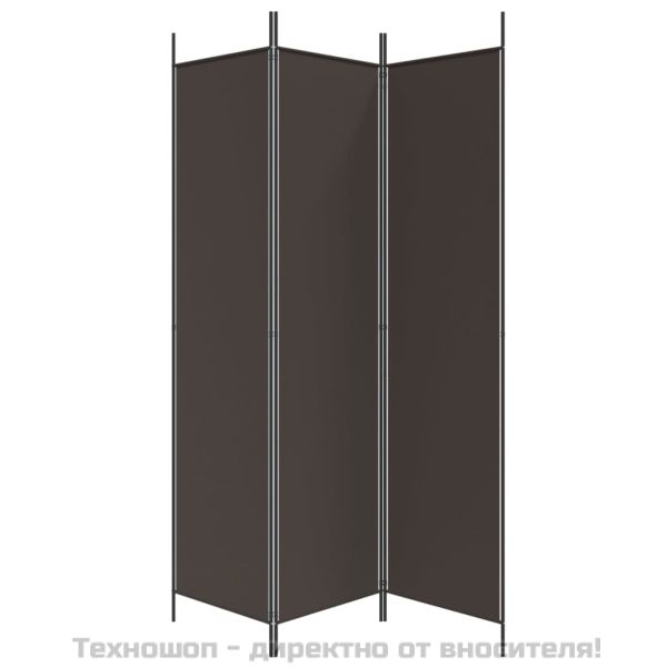Параван за стая, 3 панела, кафяв, 150x200 см, плат