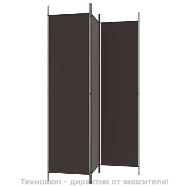 Параван за стая, 3 панела, кафяв, 150x200 см, плат