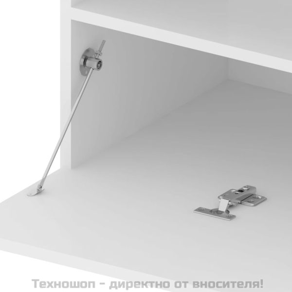 ТВ шкаф с LED осветление, бял гланц, 75x35x40 см