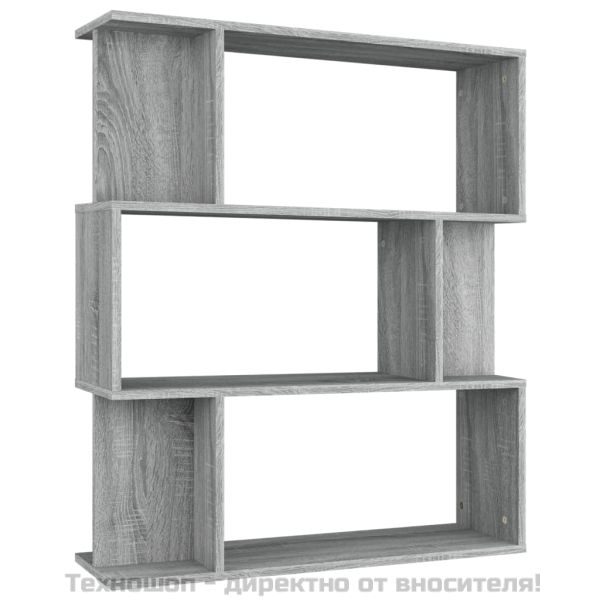 Библиотека/разделител сив сонома 80x24x96 см инженерно дърво