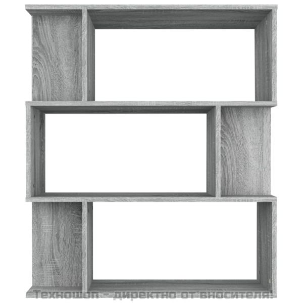 Библиотека/разделител сив сонома 80x24x96 см инженерно дърво