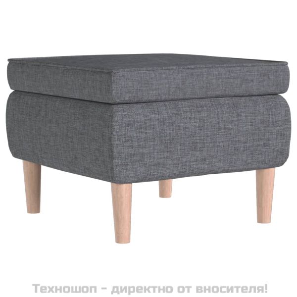 Табуретка с дървени крака, светлосива, текстил