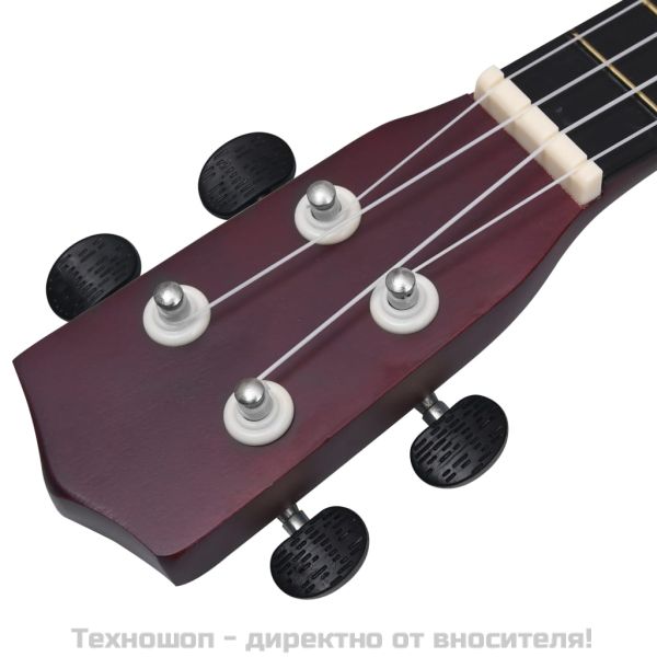 Комплект сопрано укулеле с калъф за деца естествен 23"