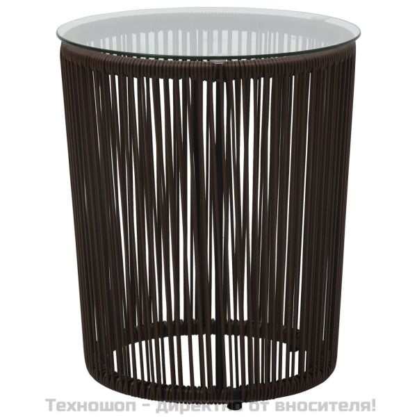 Бистро комплект от 3 части с възглавници, PE ратан, кафяв