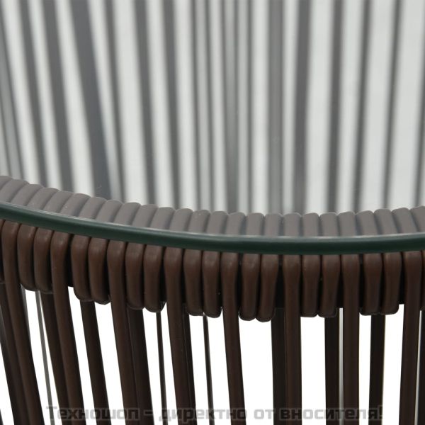 Бистро комплект от 3 части с възглавници, PE ратан, кафяв