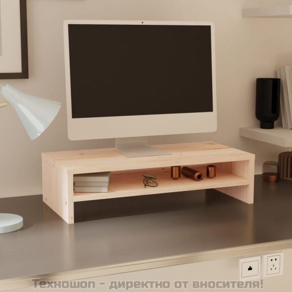 Поставка за монитор, 50x24x13 см, бор масив