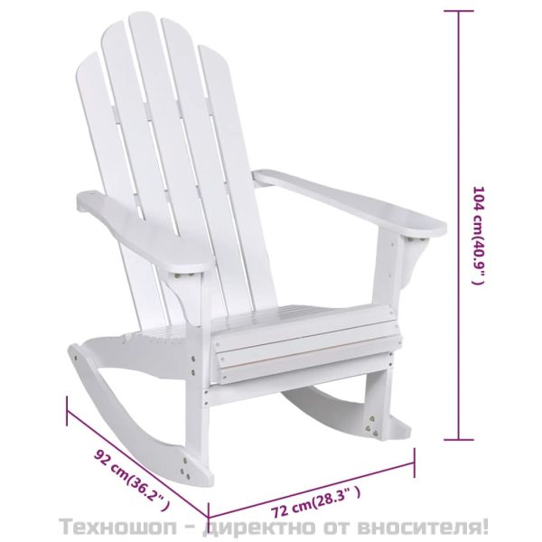 Градински люлеещ стол, дърво, бял