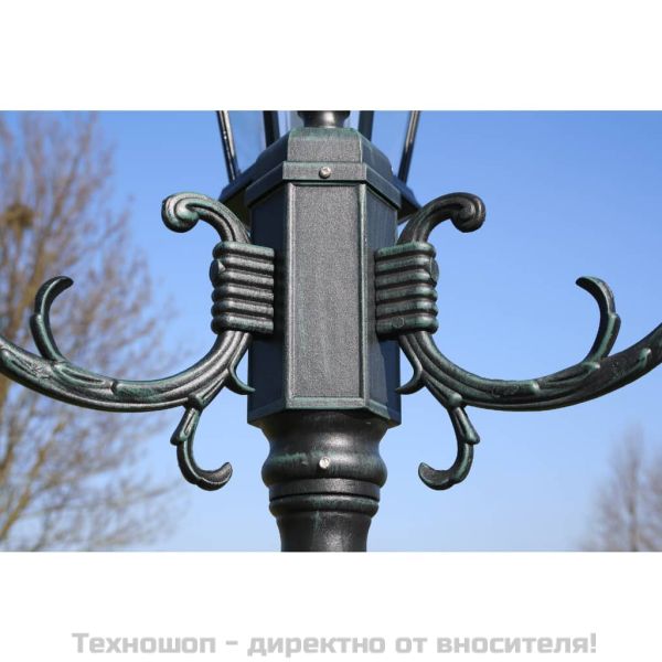Градинска лампа "Brighton", 3 фенера, 230 см, тъмнозелена/черна
