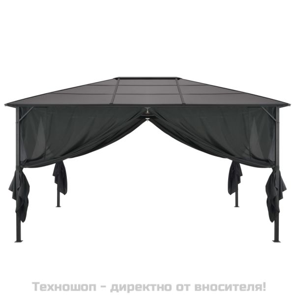 Шатра с пердета, алуминий, 4x3x2,6 м, черна