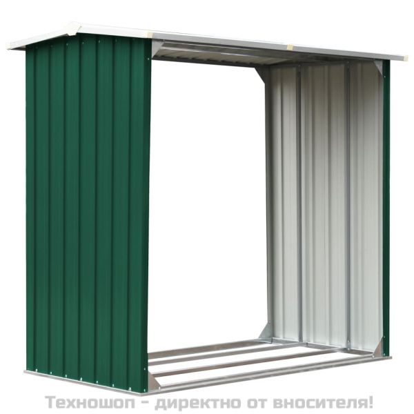 Навес за дърва, поцинкована стомана, 172x91x154 см, зелен