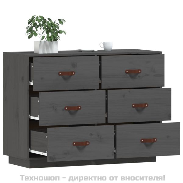 Сайдборд, сив, 100x40x75 см, бор масив