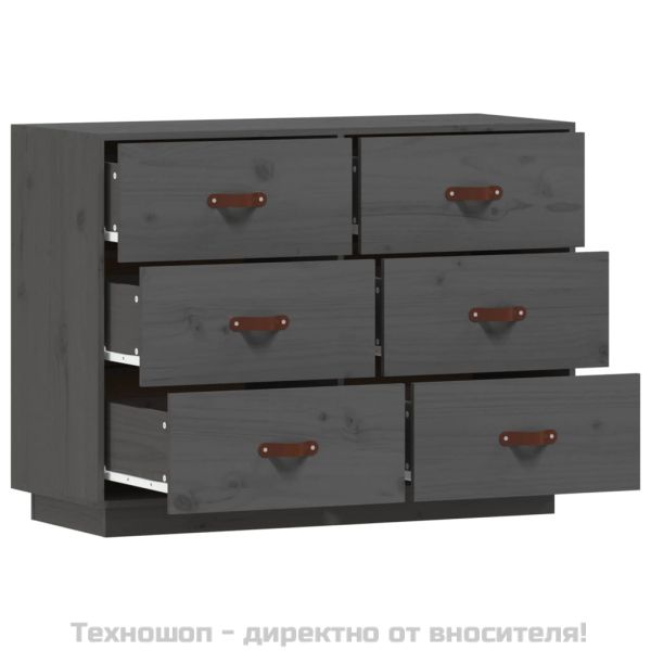 Сайдборд, сив, 100x40x75 см, бор масив