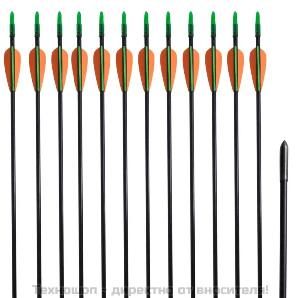 Стандартни рекърв стрели за лък 30" 0,6 см фибростъкло 12 бр