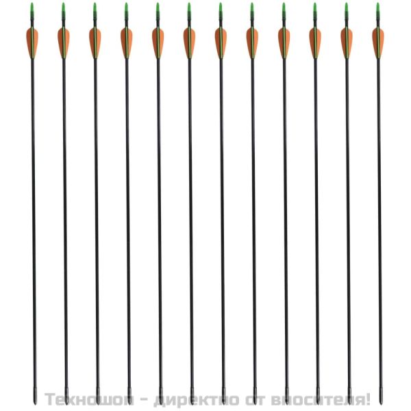 Стандартни рекърв стрели за лък 30" 0,6 см фибростъкло 12 бр