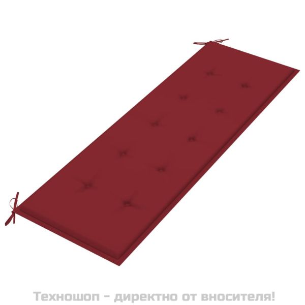 Пейка Батавия с виненочервен възглавница, 150 см, тик масив