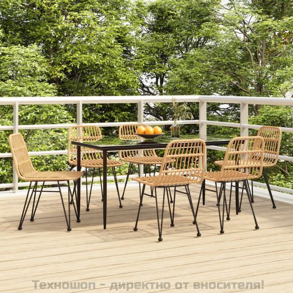 Градински трапезен комплект от 7 части, полиратан