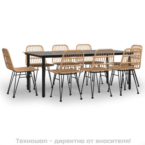 Градински трапезен комплект, 9 части, полиратан