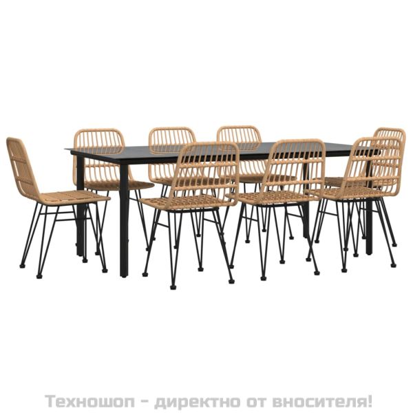 Градински трапезен комплект, 9 части, полиратан