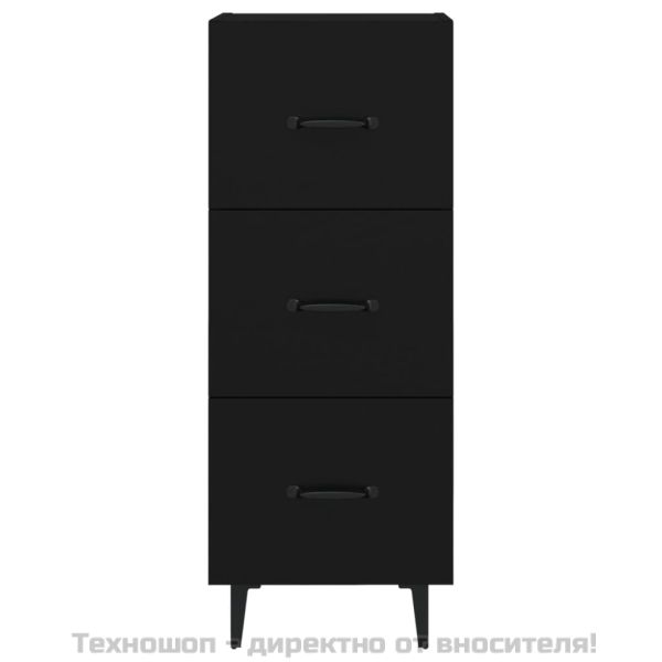 Сайдборд, черен, 34,5x34x90 см, инженерно дърво