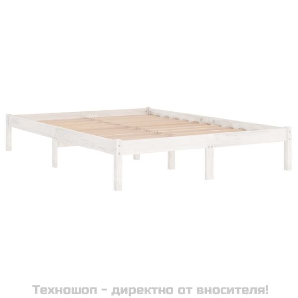 Рамка за легло, бяла, дърво масив, 135x190 cм, Double
