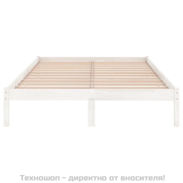 Рамка за легло, бяла, дърво масив, 135x190 cм, Double