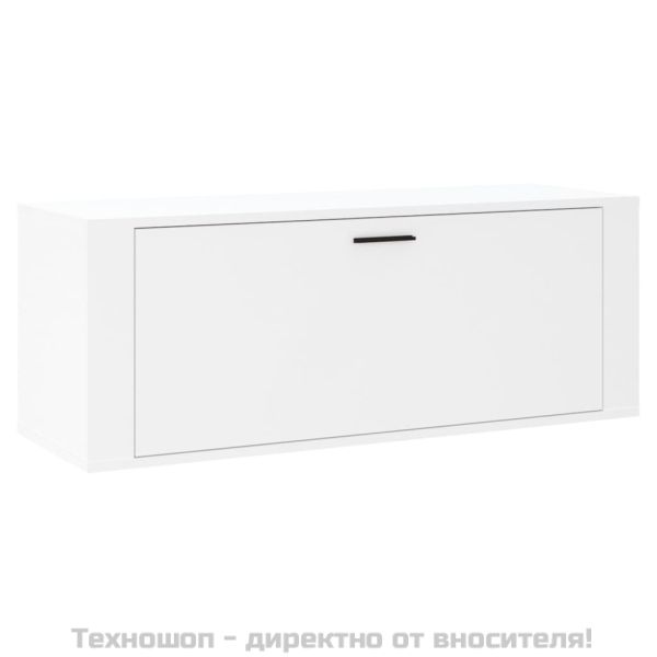 Стенен шкаф за обувки, бял, 100x35x38 см, инженерно дърво