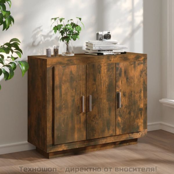 Сайдборд, опушен дъб, 92x35x75 см, инженерно дърво