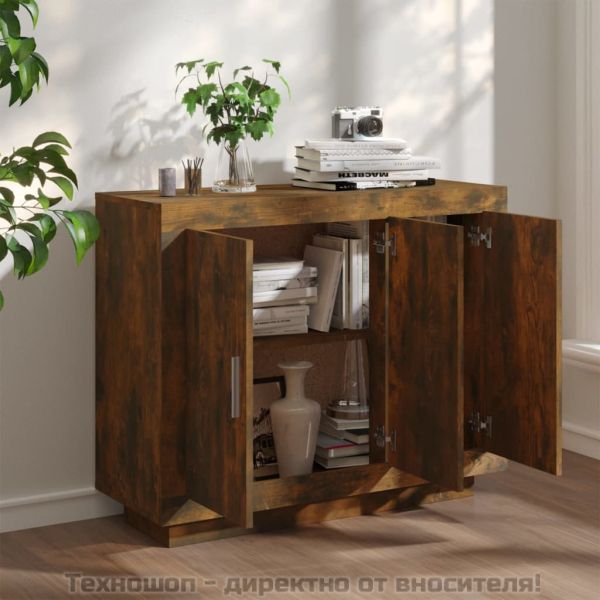 Сайдборд, опушен дъб, 92x35x75 см, инженерно дърво