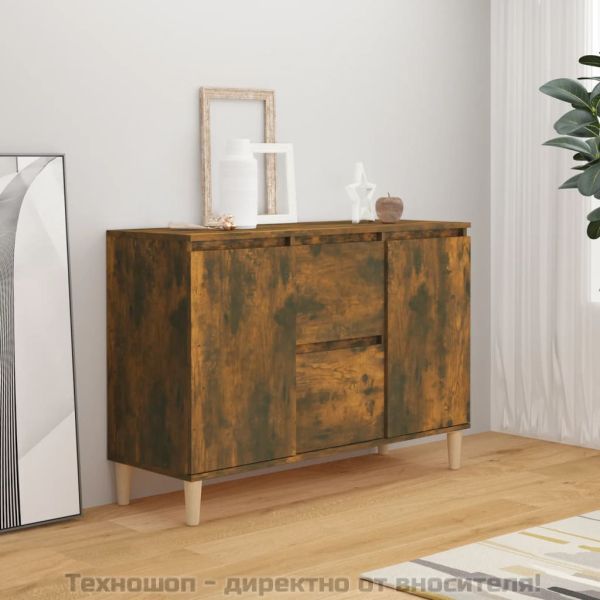 Сайдборд, опушен дъб, 101x35x70 см, инженерно дърво