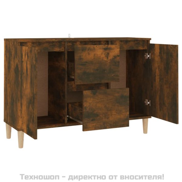 Сайдборд, опушен дъб, 101x35x70 см, инженерно дърво