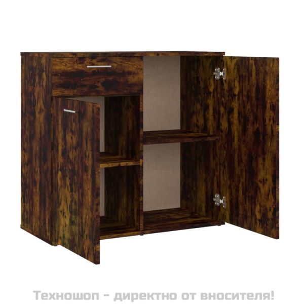 Сайдборд, опушен дъб, 80x36x75 см, инженерно дърво